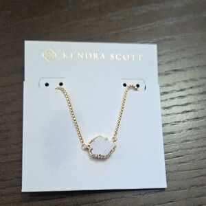 Kendra Scott White Drusy Pendant Necklace in Gold-Tone New With Tags